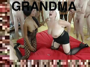 Grandmas Blowbang Group With Lingerie Bitch
