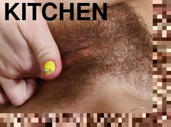 PAWG blonde babe Jamaica Masturbates in Kitchen - Natural Tits & Hairy Pussy