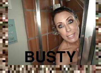 Wet busty mom makes me fuck her - POV shower sex