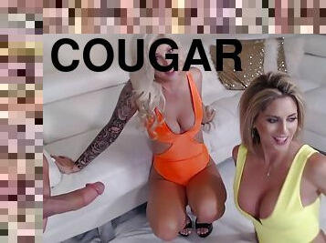 Playful cougars wanna share huge dick on webcam