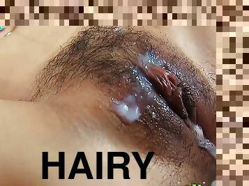 Dude fills a hairy Thai pussy with red panties and big cock