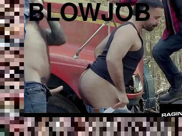 Burly truckers RagingStallion pumped him up to his knees
