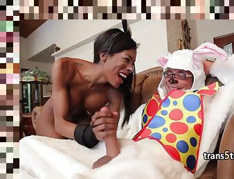 Easter bunny humped ebony shemale
