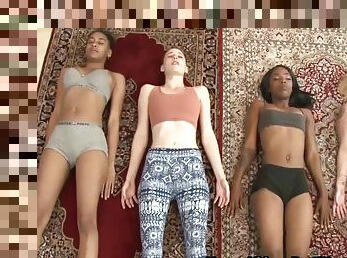 Arousing Lesbian Group Fucking Babes In Yoga Make Love Grop Hardcore