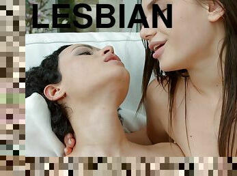 Two Glam Dark Hair Girls - hot lesbian porn clip
