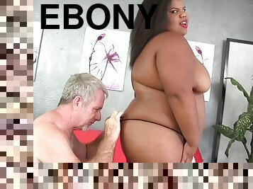 Ebony plumper takes a fat white cock