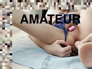 masturbação, amador, anal, brinquedo, dildo, sozinho