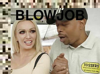 Fake Removals: Tight Blonde Cunt Amber Jayne in Interracial Threesome with 2 Dudes from Removal Company