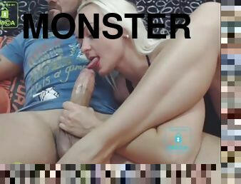 Blondie rides a monster cock