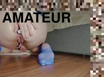 Homemade anal masturbation on all fours