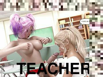 Hot teacher sticks her big futa cock into girls with big tits