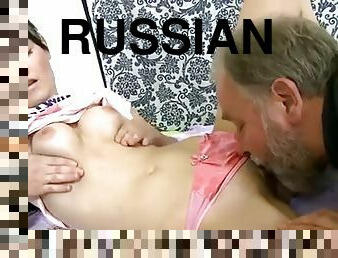 Seductive brunette Russian cutie enjoys hardcore sex