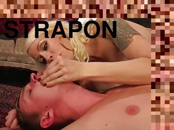 BDSM tattooed babe enjoys whipping and spanking her sub