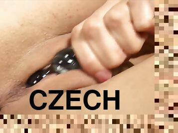 masturbieren, muschi, junge, spielzeug, fingerspiele, czech, cameltoe, brunette