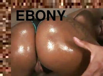 Curvy ebony on black dick