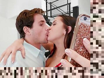 Stunning minx cheats on boyfriend with hung stepbro cock