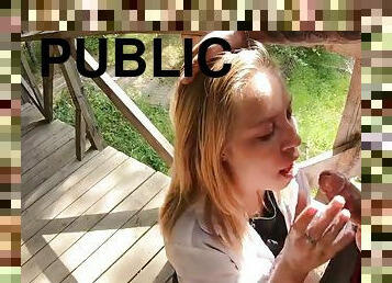 Risky Public Blowjob - we got Caught!