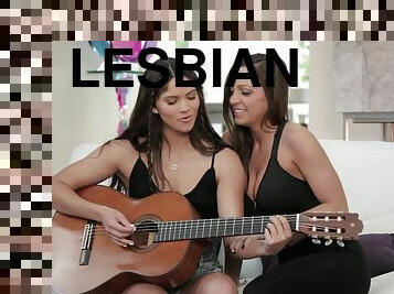 Babes Here To Please - Aspen Rae playing guitar for her sexy young lesbian lover