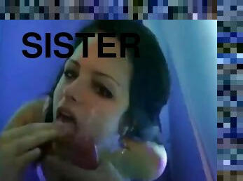 Hot sister sucks quick not brother's cock