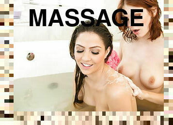 Bath tub massage turns to wet pussy pleasing