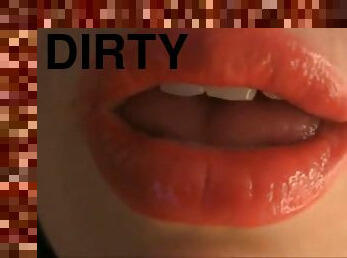 Red lips and dirty words (close up)