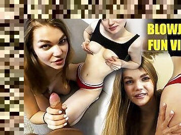 Riddles and blowjob: Fun video with two girls having a threesome - Milka Feer & Amanda Clarke
