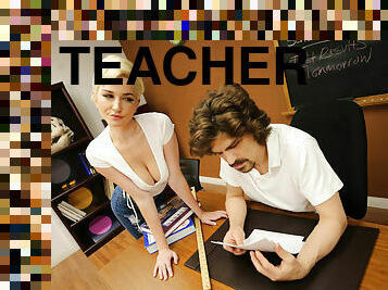 Sex aroused teacher Skye Blue seduces her long-haired student