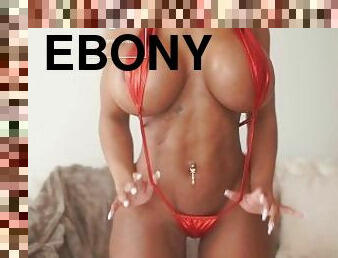 Ebony Bimbo Models Slingshot Bikini Dancing and Teasing
