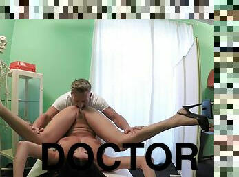 Obedient babe does everything the doctor tells her