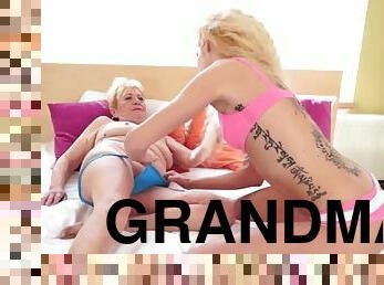 Chubby grandma seduces lesbian amateur