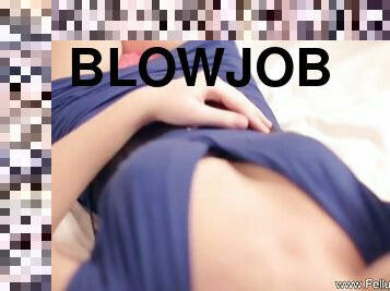 She lays down for you blowjob