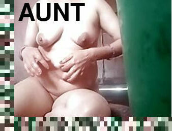 Aunty bathing