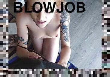 blowjob-seks-dengan-mengisap-penis, gambarvideo-porno-secara-eksplisit-dan-intens, sudut-pandang, teransang, berambut-pirang, dicukur