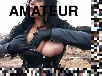 amateur, fellation, ejaculation-sur-le-corps, milf, motard, latex, cuir