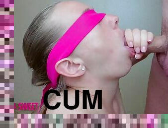 Submissive Blindfolded Stepdaughter Fucked In The Mouth By Dad - Cum Hard! Cum in the mouth! Huge load of cum!