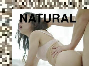 Natural Boobed Brunette Natalie L Orgasms With Big Cock!