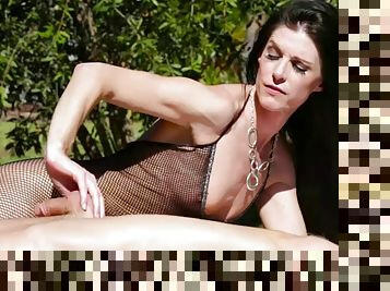 Sexy milf india summer blowing hard cock outdoors