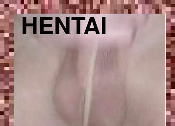 Guy in pantyhose is ananizing and watching hentai. Part 1