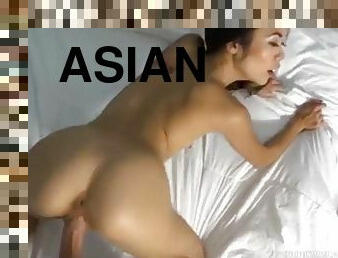 Asian teen bouncing on bf bwc