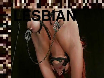 Tied up redhead lesbian machine fucked Claire Adams, Phoenix Askani