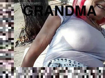 Grandma Mary outdoor blowjob