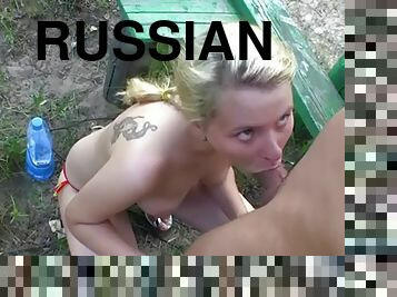 Horny Russian bimbo Karoll gives dong a good blowjob