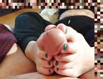 POV HD Teal Toes Footjob / Toejob (Incredible Toegrip)