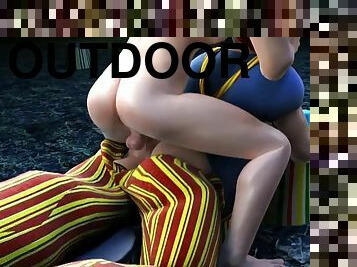 3d clown sucking and fucking outdoors