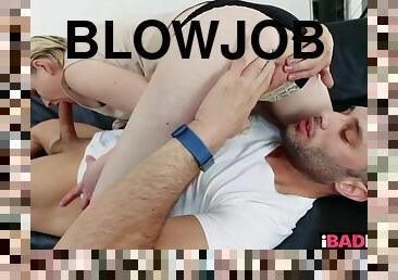 Boyfriend stops by and receive a hot blowjob