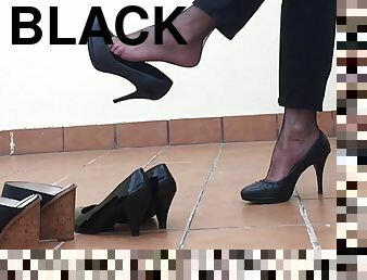 Hanging black heels