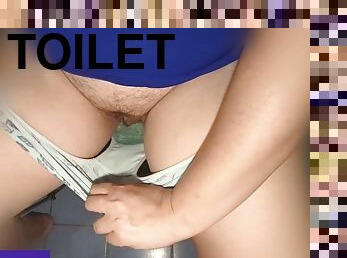 Wet pissing my panties while sitting on toilet