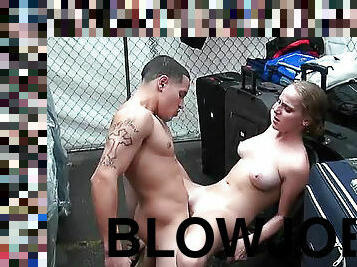 Hot chick fucked in an alley