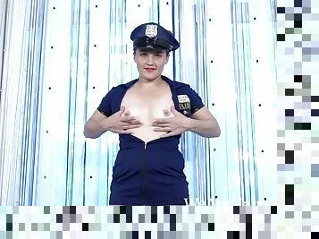 Sanita wears her police uniform and masturbates