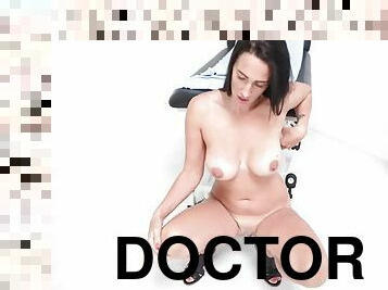 Beautiful girl strips in the doctors office